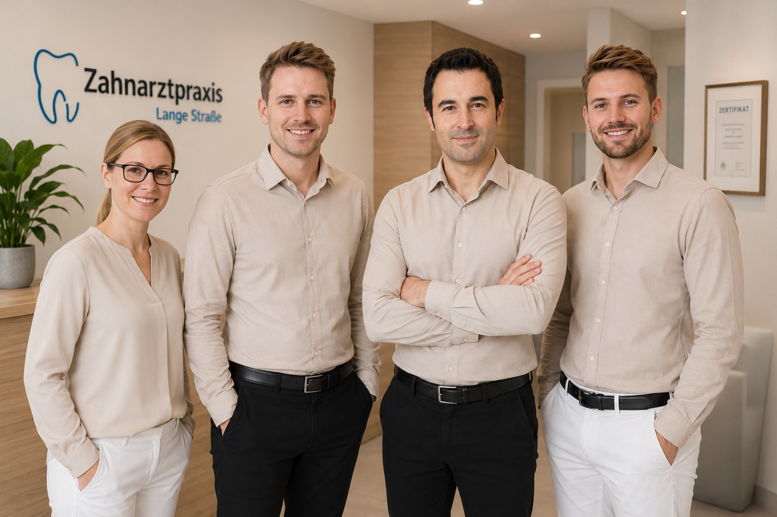 Dr. Roland Christoph mit dem Team der Zahnarztpraxis Lange Straße
